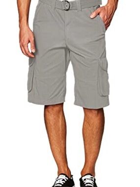South Pole Men's Light Gray Cargo Shorts with Belt